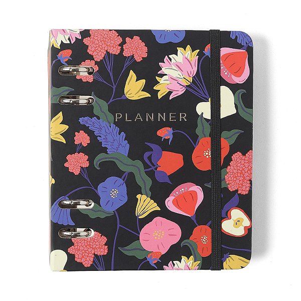 Agenda Planner Argolado 2026 Doce Florada Semanal A6 Preto - Cicero