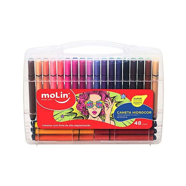 Caneta Hidrocor Artística Maleta c/ 48 Cores - Molin
