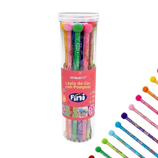 Lápis De Cor Triangular Pompom Fini 12 Cores - Leo&Leo
