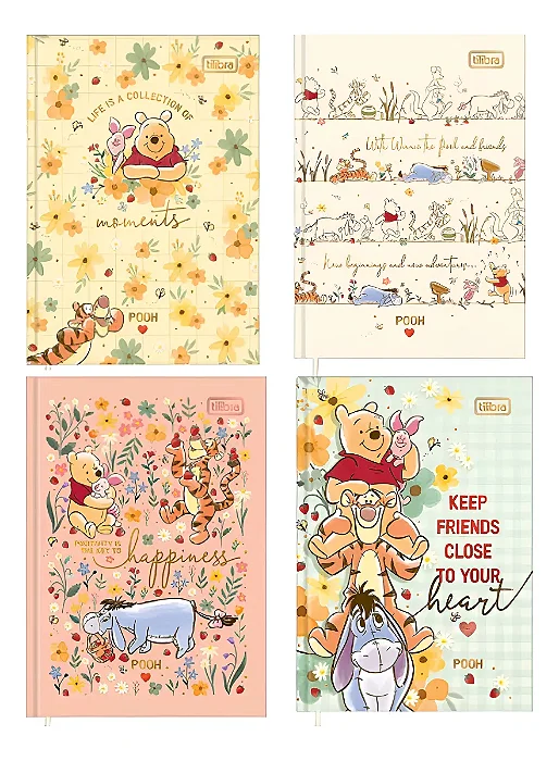 Caderneta Costurada Petit Pooh 96 Folhas - Tilibra