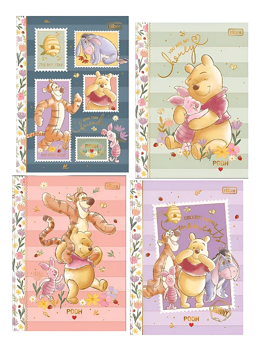 Caderno Brochura Capa Dura Colegial Pooh 80 Fls - Tilibra