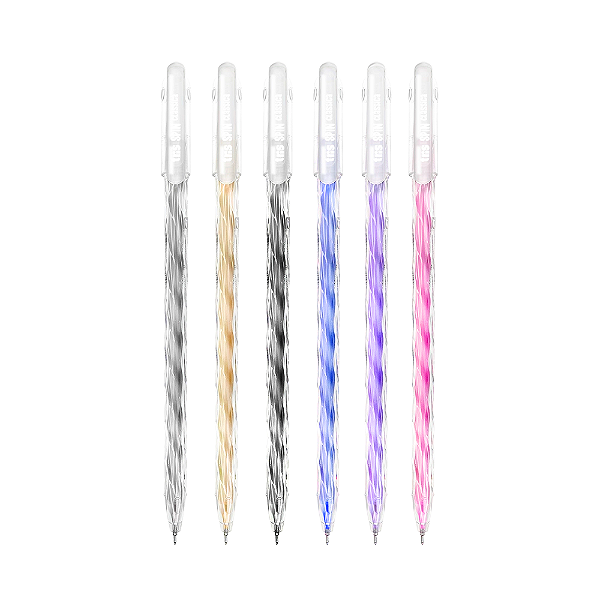 Kit 6 Canetas Gel Spin Coloridas 0,6mm Tris