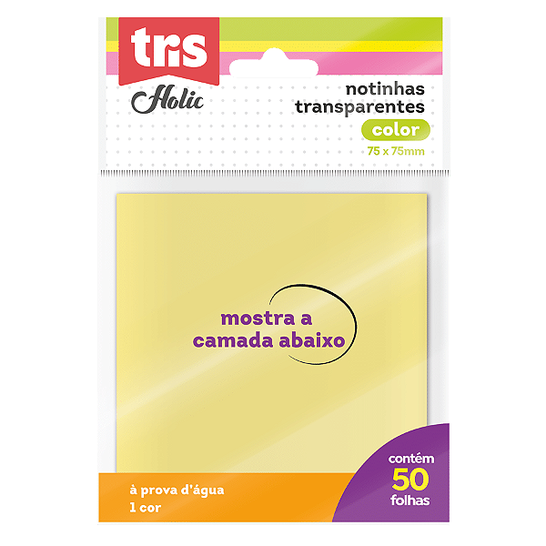 Notas Autoadesivas Transparentes Holic Pop 75x75mm - Tris