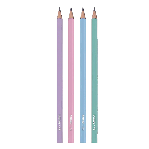 Kit 4 Lápis Grafite HB Pastel Bazze