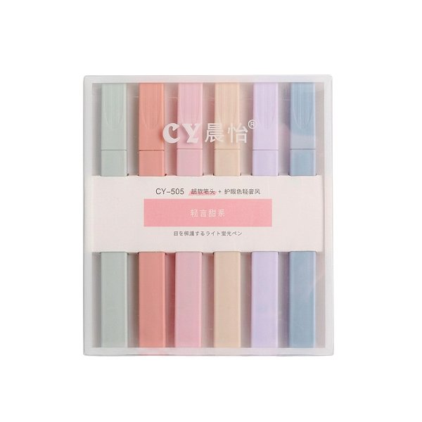 Kit Marca Texto Quadrado Minimalista - 6 Cores