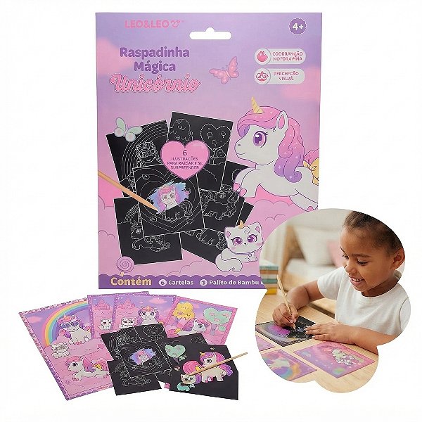 Raspadinha Mágica Unicórnio c/6 Cartelas - Leo&Leo