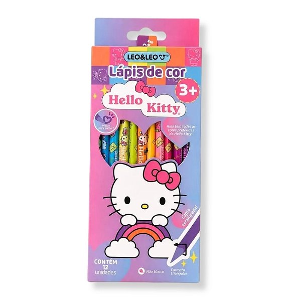 Lápis de Cor Hello Kitty 12 Cores Triangular - Leo&Leo