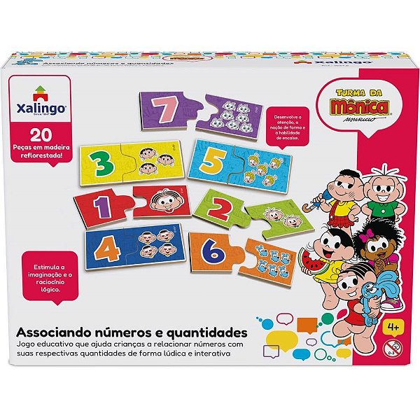 Brinquedo pedagogico turma da monica num/quant 20pc - xalingo (unidade)