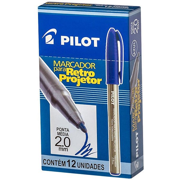 Caneta retroprojetor 2.0mm marcador azul - pilot (cx.c/12)