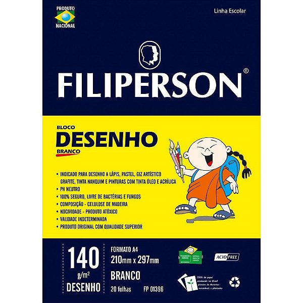 Bloco tecnico sem margem desenho a-4 140g.20fls.branco - filiperson (pct.c/05)