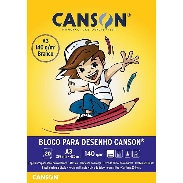 Bloco tecnico sem margem desenho a-3 140g.20fls.branco - canson (pct.c/05)