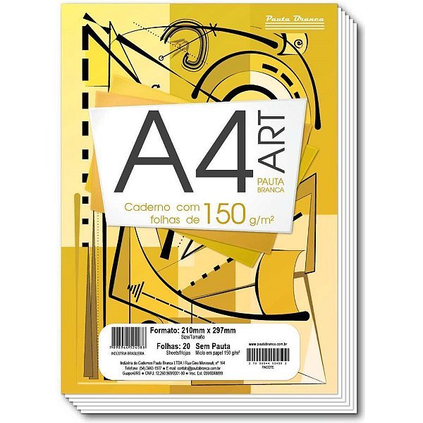 Bloco tecnico sem margem desenho a4 art pb 20f.br 150g - pauta branca (pct.c/10)