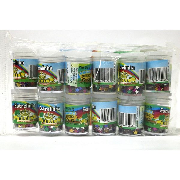 Lantejoula especial estrelinhas potes 2g. sort. - real seda (pct.c/12)