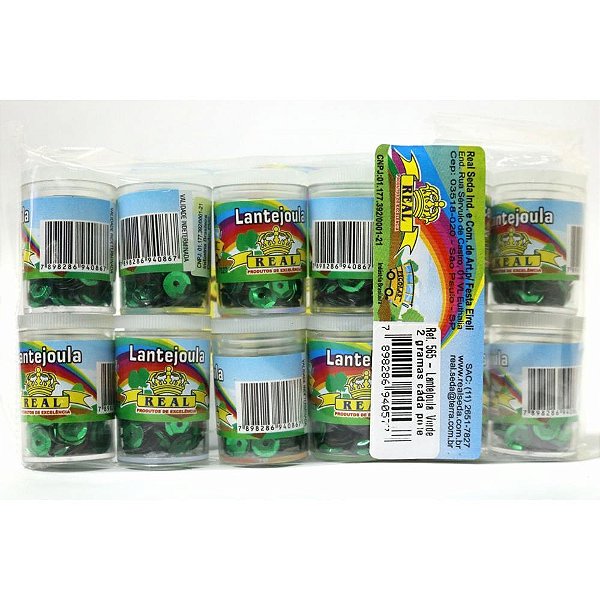 Lantejoula metalizada potes 2g. n.06 verde - real seda (pct.c/12)