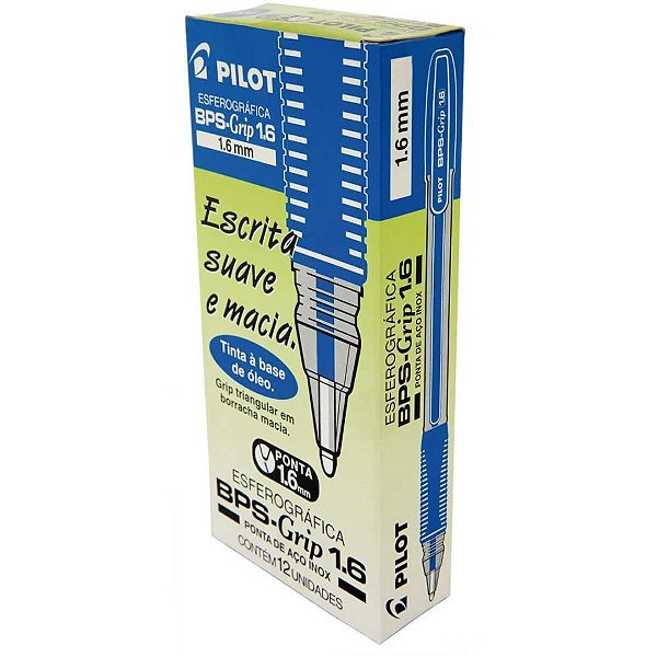 Caneta esferografica bps-grip 1.6mm azul - pilot (cx.c/12)