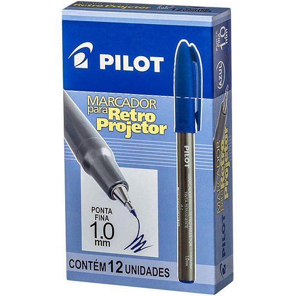 Caneta retroprojetor 1.0mm marcador azul - pilot (cx.c/12)