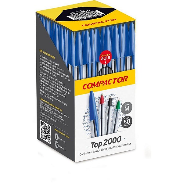 Caneta esferografica top 2000 preta - compactor (cx.c/50)