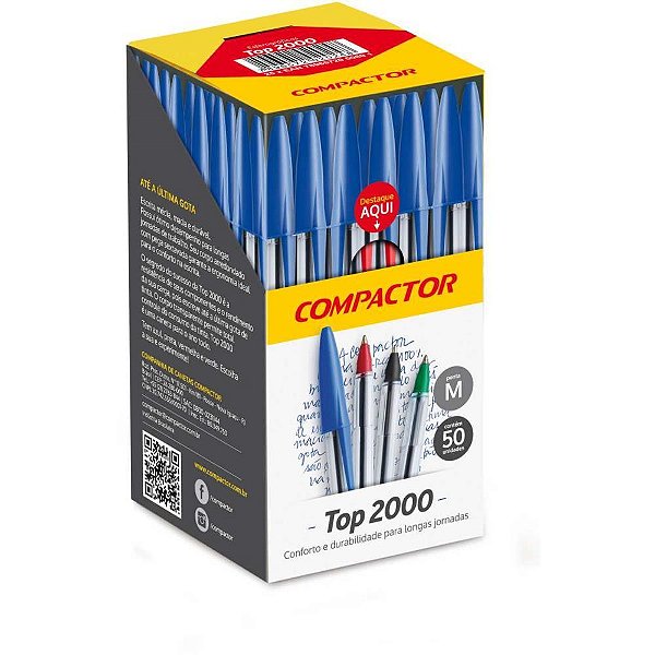 Caneta esferografica top 2000 vermelha - compactor (cx.c/50)