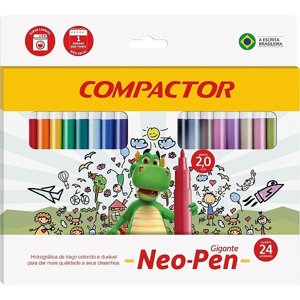 Caneta hidrografica neo-pen gigante 24 cores - compactor (pct.c/05)