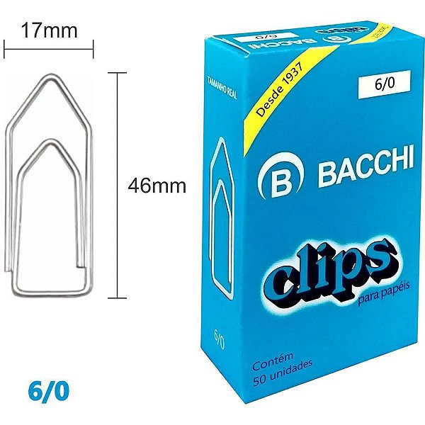 Clipe galvanizado aco 6/0 50 unidades - bacchi (pct.c/10)