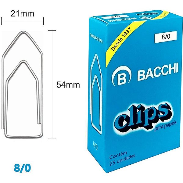 Clipe galvanizado aco 8/0 25 unidades - bacchi (pct.c/10)