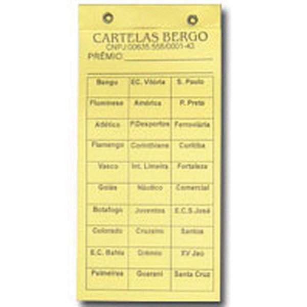 Cartela de rifa c/30 times pct.c/50 cartelas - grafica guerra (pacote)