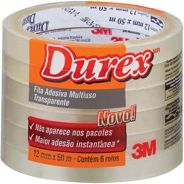 Fita adesiva durex transparente 12mmx50m. - 3m (pct.c/06)