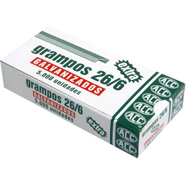 Grampo para grampeador 26/6 cobreado 5000 extra - acc (caixa)