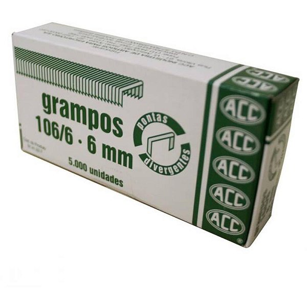 Grampo para grampeador 106/6 galvanizado 5000 grampos - acc (caixa)