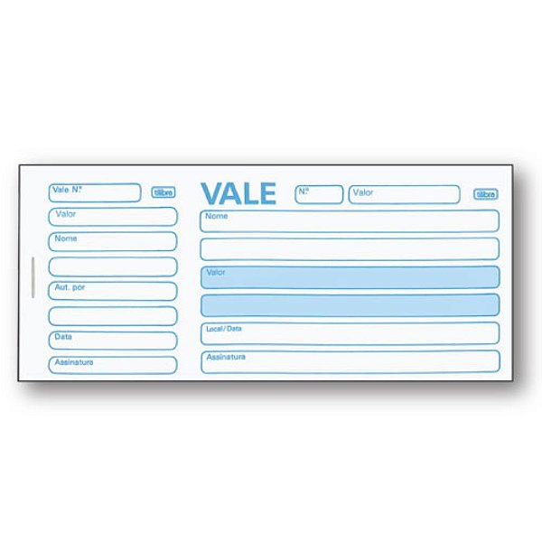 Impresso vale 100 folhas com canhoto - tilibra (pct.c/20)