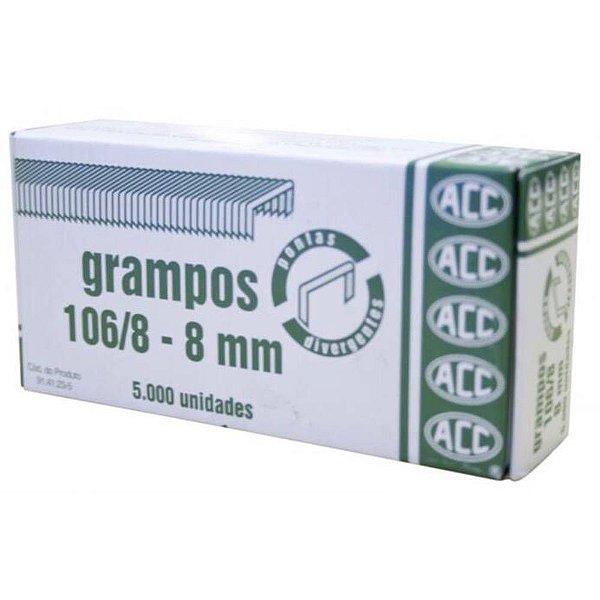 Grampo para grampeador 106/8 galvanizado 5000 grampos - acc (caixa)