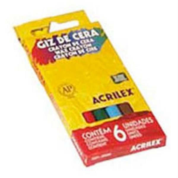 Giz de cera fino 06 cores 24g - acrilex (cx.c/12)