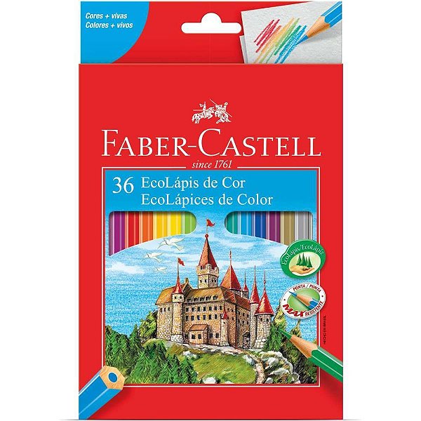Lapis de cor sextavado ecolapis 36 cores - faber-castell (pct.c/04)