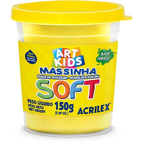 Massa para modelar soft 150g.am.limao bs.amido - acrilex (pote)