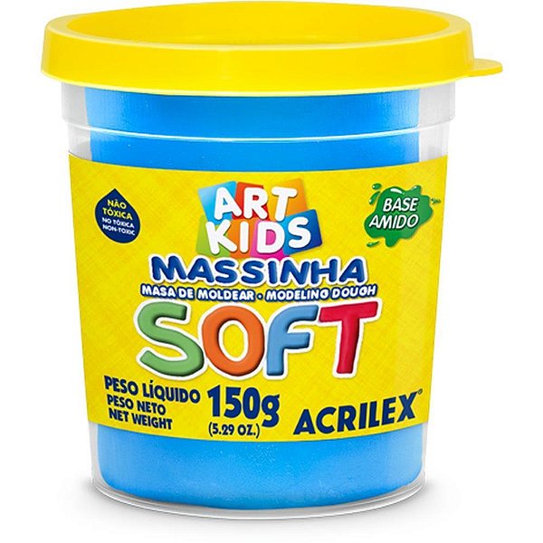 Massa para modelar soft 150g.azul bs.amido - acrilex (pote)