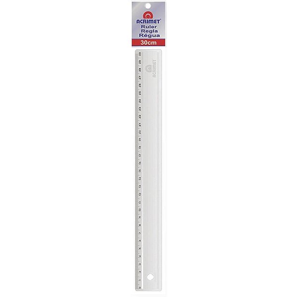 Regua de poliestireno cores sortidas 30cm. - acrimet (cx.c/24)