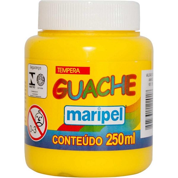 Tinta guache 250ml amarelo - maripel (cx.c/06)