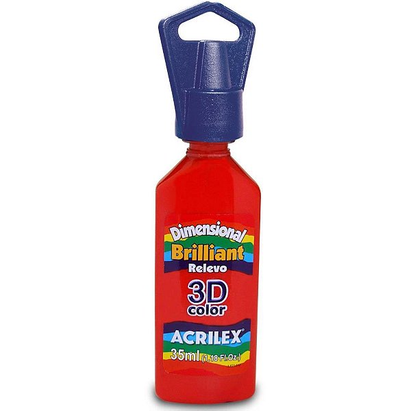 Tinta relevo dimensional brilhante vermelho fogo 35ml - acrilex (pct.c/06)