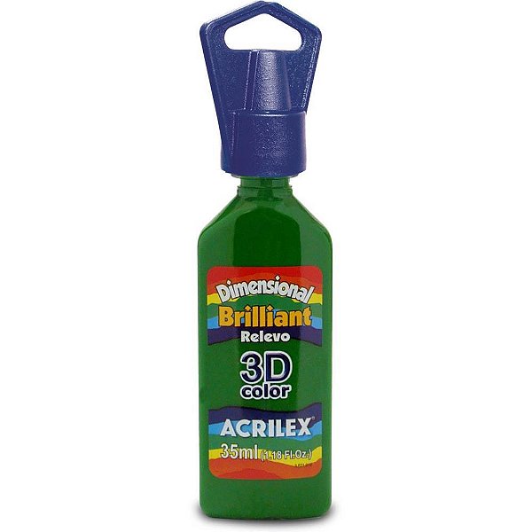 Tinta relevo dimensional brilhante verde musgo 35ml - acrilex (pct.c/06)