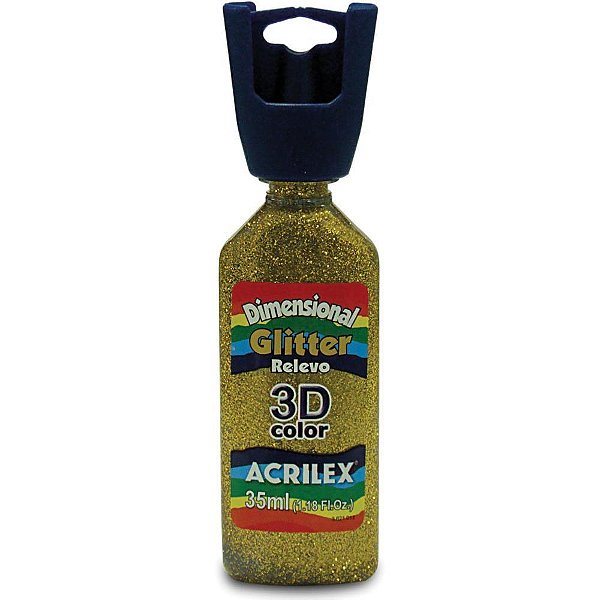 Tinta relevo dimensional glitter ouro 35ml - acrilex (pct.c/06)