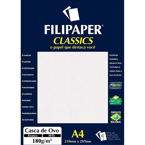 Papel a4 casca de ovo branco 180g. - filiperson (cx.c/50)
