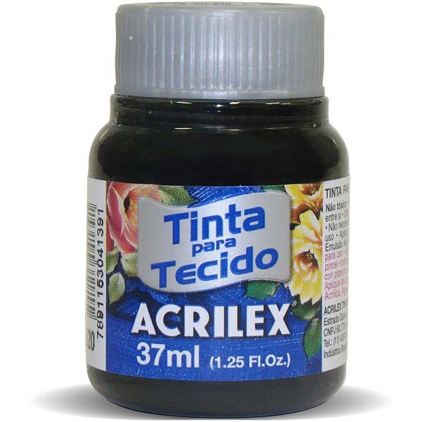 Tinta para tecido fosca 37ml preto - acrilex (duzia)