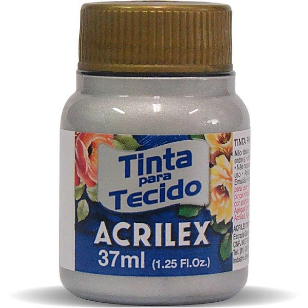 Tinta para tecido metalica 37ml prata - acrilex (duzia)