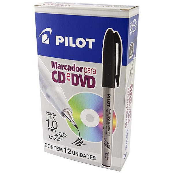 Caneta para cd 1.0mm ponta fina preta - pilot (cx.c/12)