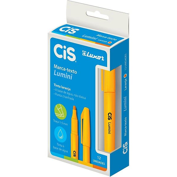 Caneta marca texto cis lumini laranja - sertic (cx.c/12)