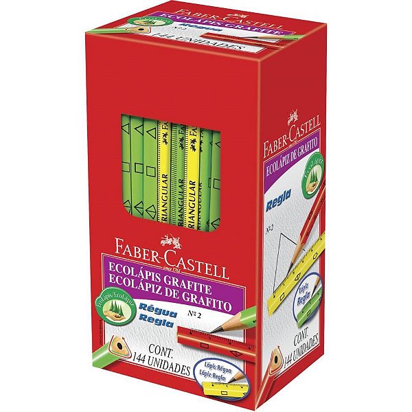 Lapis preto triangular ecolapis regua sortidos - faber-castell (cx.c/144)