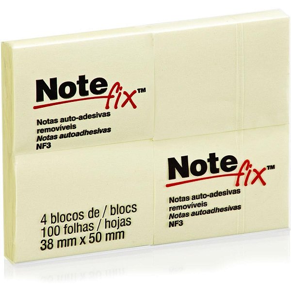 Bloco de recado autoadesivo notefix 100f. 38mmx50mm amarel - 3m (pct.c/04)