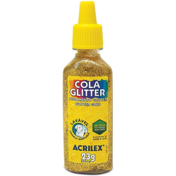 Cola com glitter tubo 23g. ouro - acrilex (duzia)