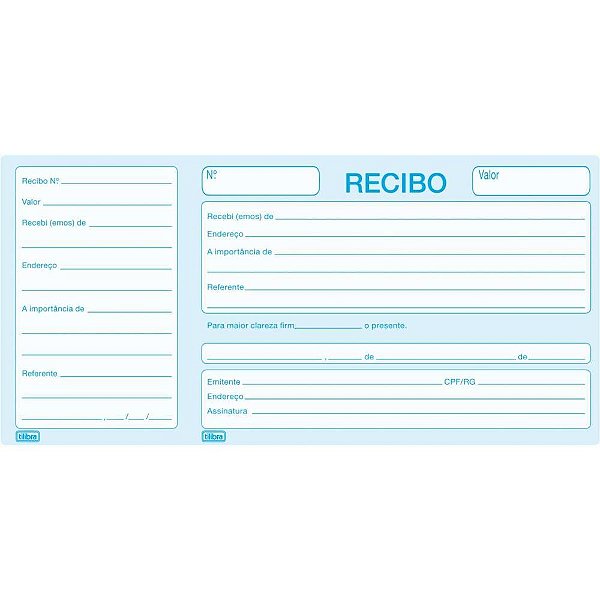 Impresso recibo comercial com canhoto 100f - tilibra (pct.c/10)