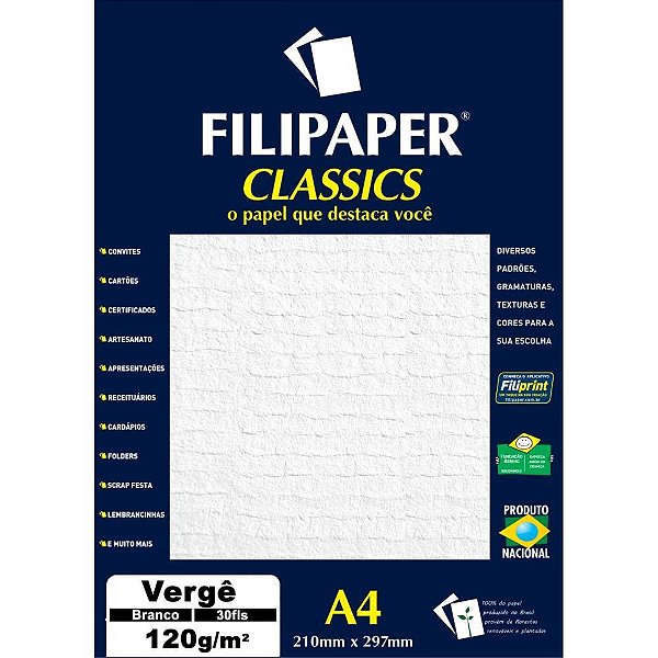 Papel a4 verge branco 120g. - filiperson (cx.c/30)